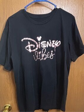 Disney Black Tee with Rose Gold 'Disney Vibes' Script
